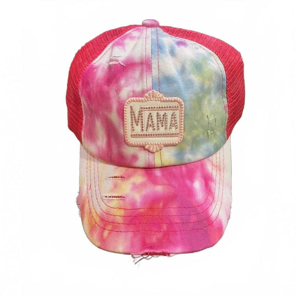 NEW CC BEANIES women's retro mama ponytail trucker cap in pink